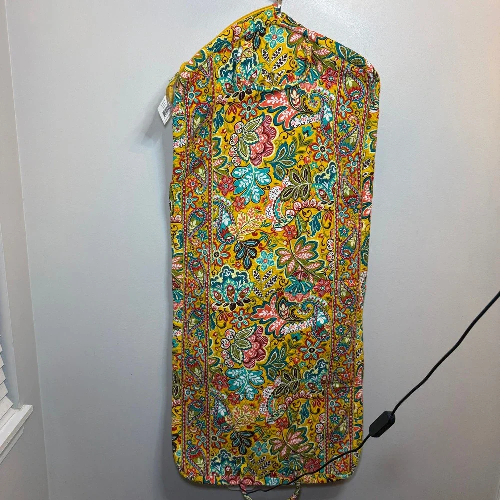 Vera Bradley Provencal Quilted Cotton Garment Bag Floral Paisley Yellow NWT